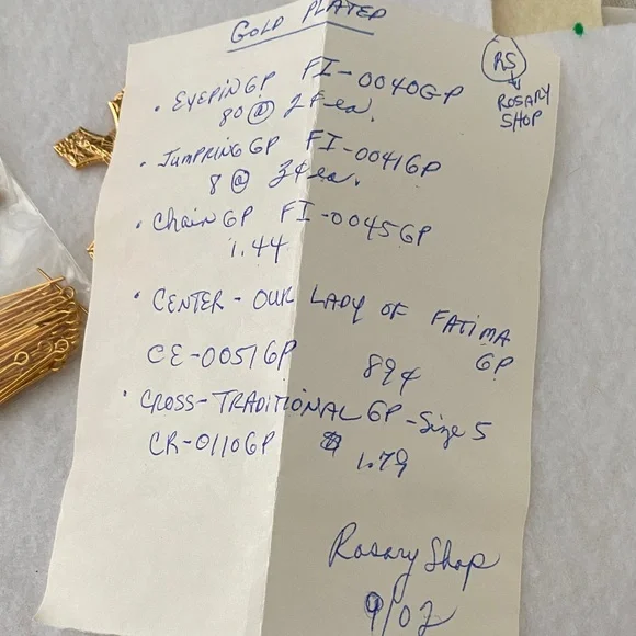 Gold Plated Rosary Pieces Religious Jewelry Set Cross - Picture 5 of 5